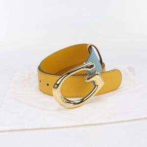 Gucci G Buckle Bicolor Belt 709954 Belt Leather Unisex